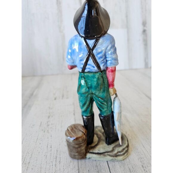 Vintage gort American fisherman Fisher fish CA 1870 bone China figurine sculptur - Picture 3 of 8